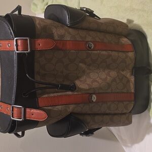 Coach Orange, Brown and Black Backpack